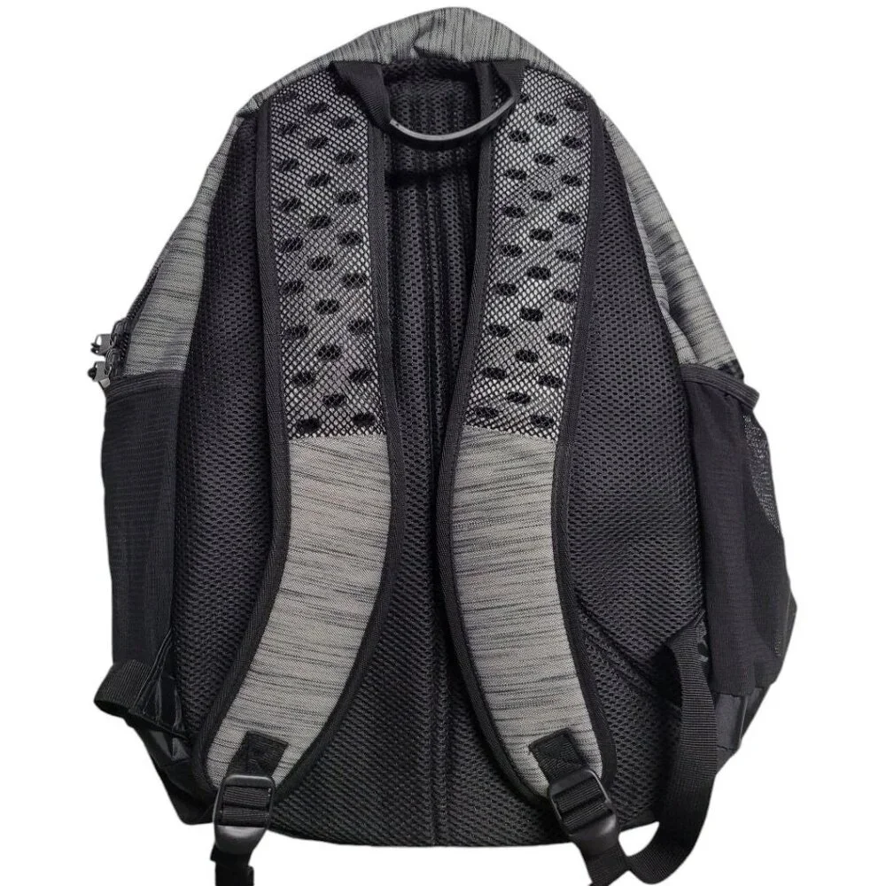 Backpack‎ School Black Gray Padded Pockets Water Bottle Wide Bottom